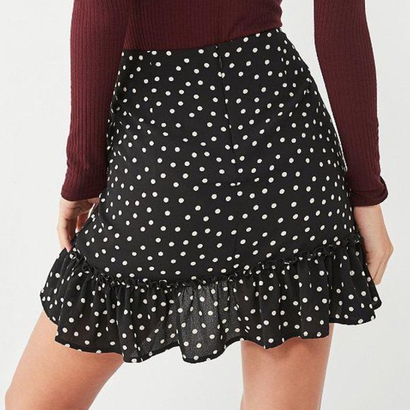 Urban Outfitters Black Ruffle Polka Dot Wrap Skirt - Picture 6 of 7